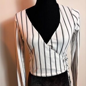 Forever 21 Striped Wrap Crop Top